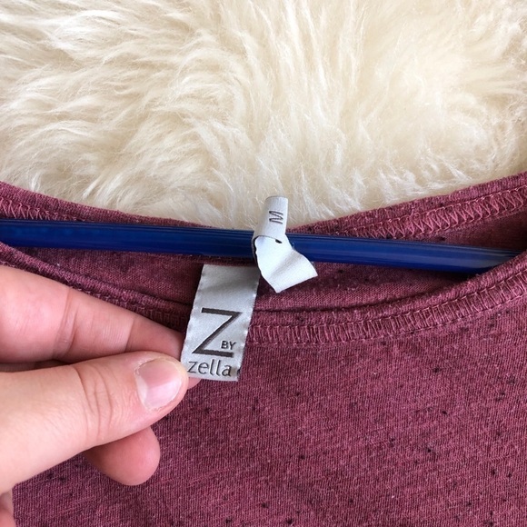 Z By Zella Scoop Neck Tie Back Tee Burgundy Top M - Picture 4 of 8